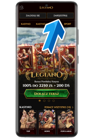 Wejście na stronę w kasynie Legiano